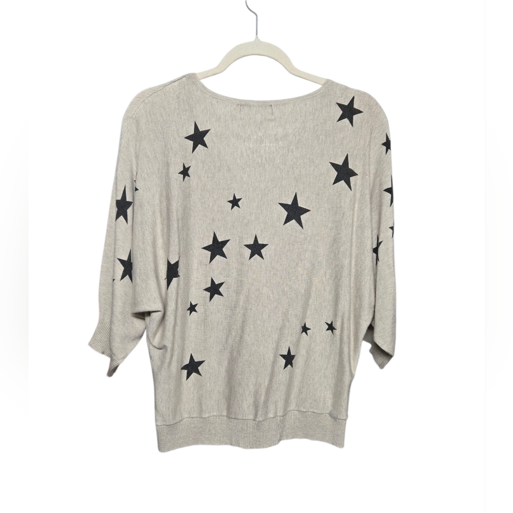 PREMISE Star Sweater Dolman 3/4 Sleeve Sz Large Oatmeal & Black - Picture 3 of 8